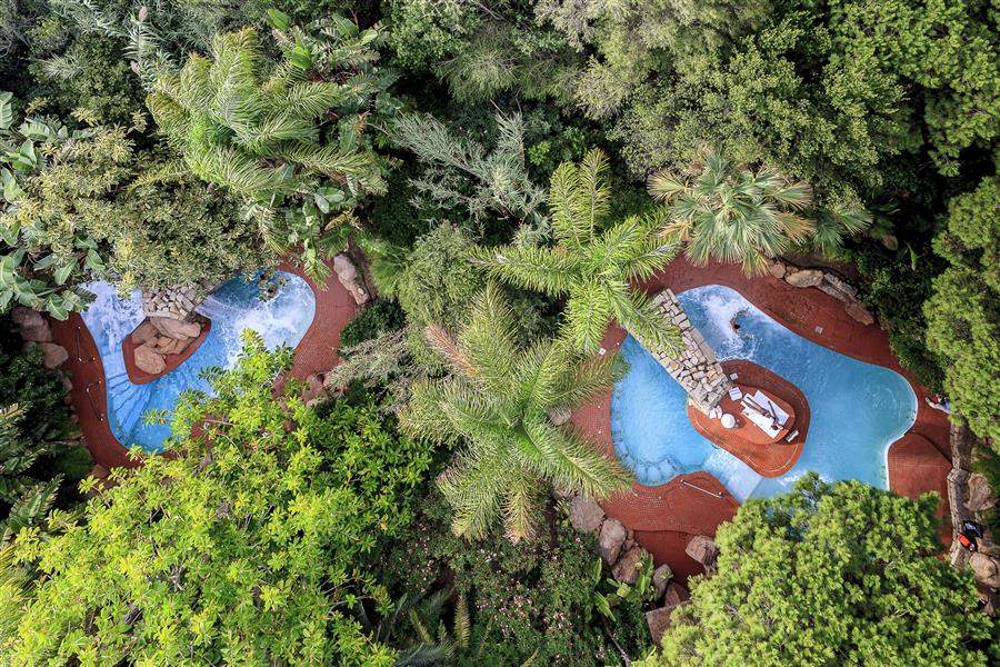 Aerial view of spa pools