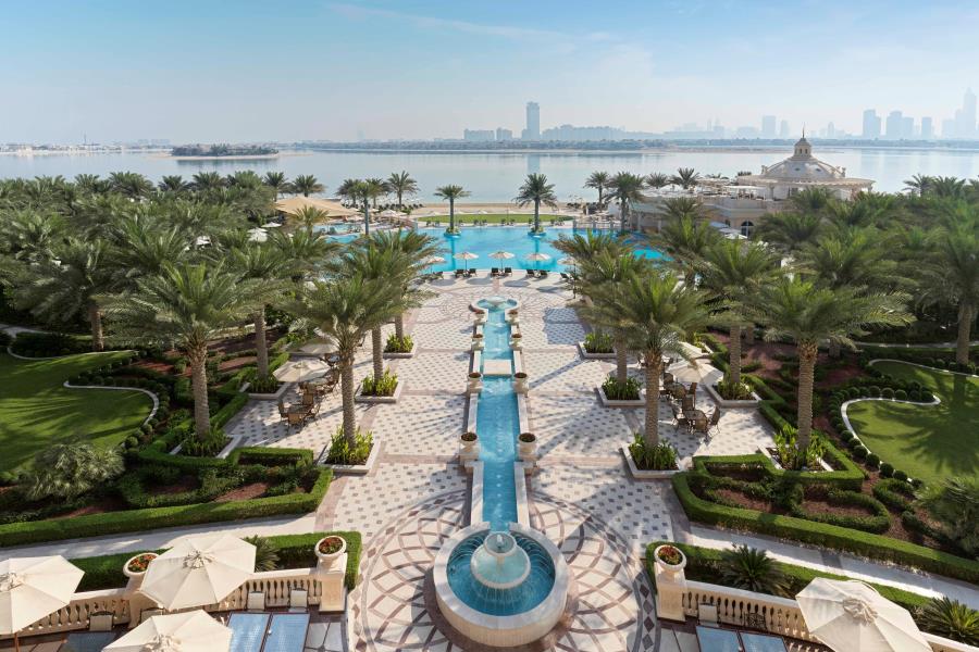 Raffles The Palm Dubai Fountain Pool Skyline View